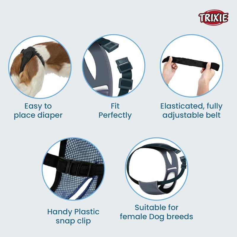Trixie : - Protective Pants for Female Dogs | Designed for Dogs in The Season to Prevent Staining of Carpets & Other Fabrics | Handy Snap Clip Makes It Easy to Put On | Washable - L: 50-59cm - Image 5