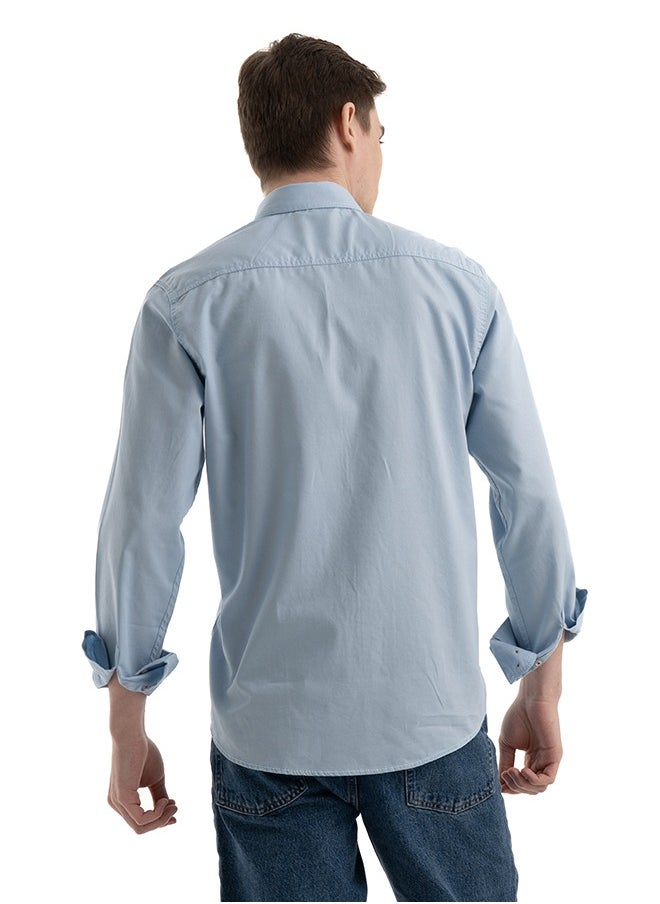 clever - Shirt Men's, Stylish,  Cotton , Baby Blue - Image 1