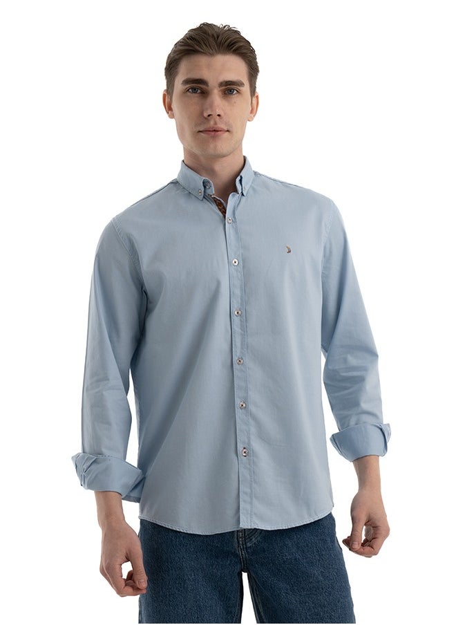 clever - Shirt Men's, Stylish,  Cotton , Baby Blue - Image 1