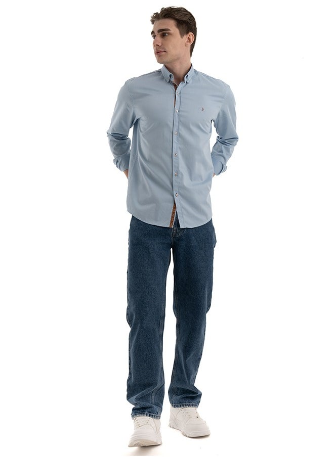 clever - Shirt Men's, Stylish,  Cotton , Baby Blue - Image 1