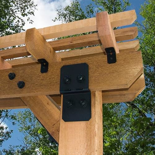 OZCO Ironwood 2" Rafter Clips with Matching Hardware, Black Powder-Coated Galvanized Steel Clips for Outdoor Wood Structures, 10-Pack, 51717 - Image 4