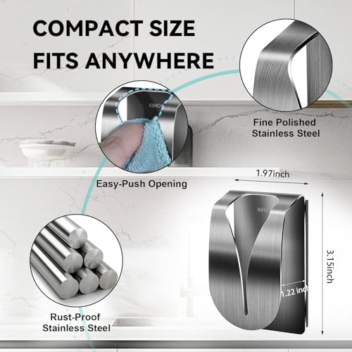 KIHOGEM 4Pcs Magnetic Towel Hook Holder, Super Strong Magnet Kitchen Towel Hanger for Refrigerator, Stainless Steel Dish Rag Holder for Fridge RV Garage - Image 5
