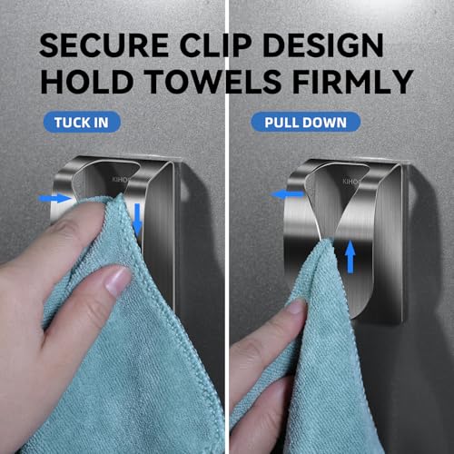 KIHOGEM 4Pcs Magnetic Towel Hook Holder, Super Strong Magnet Kitchen Towel Hanger for Refrigerator, Stainless Steel Dish Rag Holder for Fridge RV Garage - Image 2