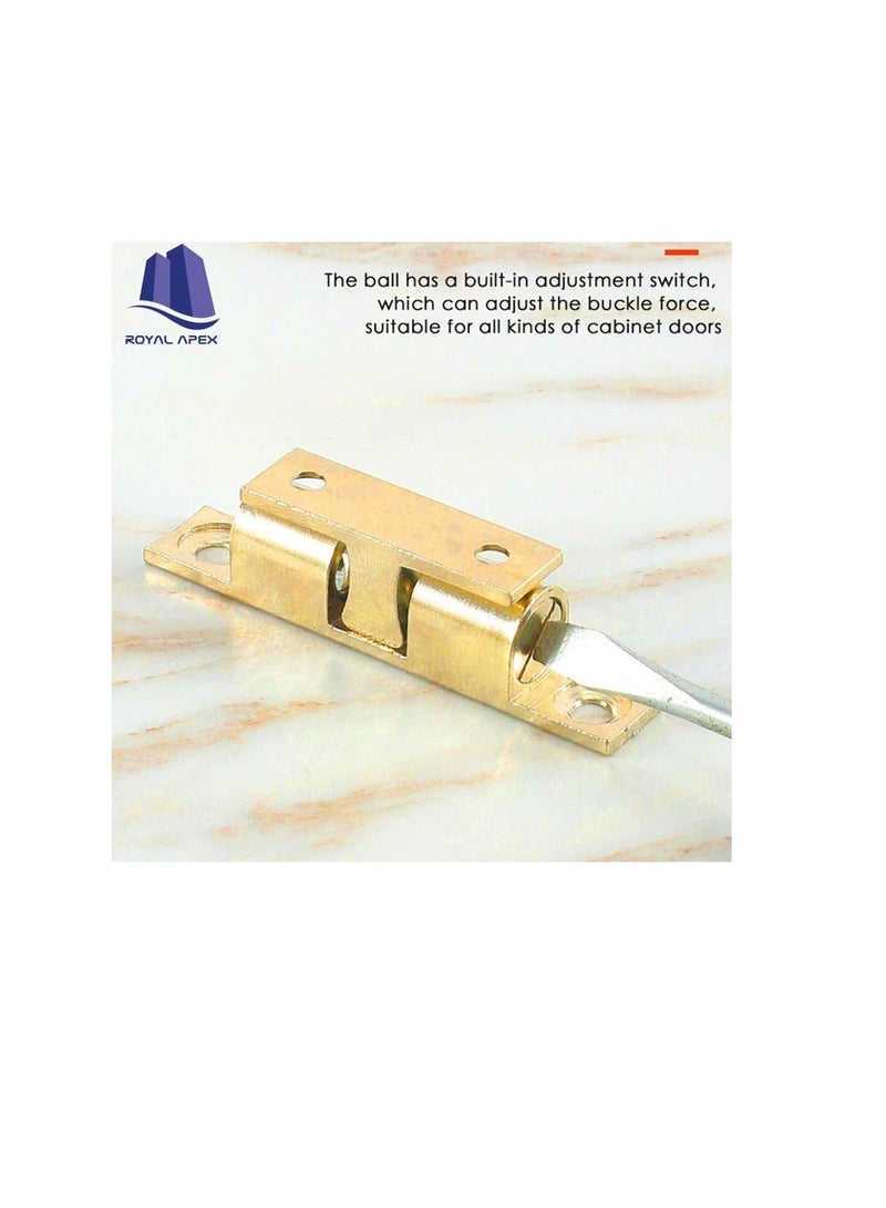 Cabinet Cupboard Door Catch Adjustable Double Ball Tension Catch for Cupboard Cabinet Door Furniture Latch 4 Pcs (50mm, Brass SS Coated) - Image 3
