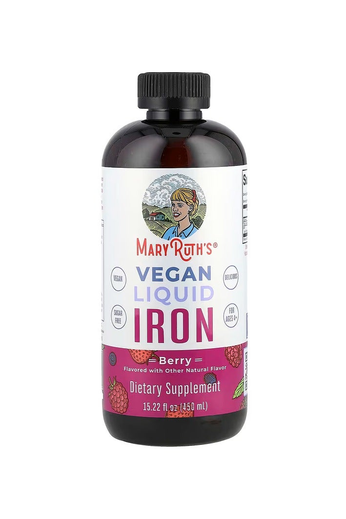 MaryRuth's, Vegan Liquid Iron, For Ages 4+, Berry, 6 mg, 15.22 fl oz (450 ml)