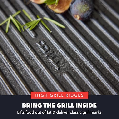 GreenPan x Bobby Flay Cast Iron 11” Square Grill Pan, Pre-Seasoned Professional Grade Heavy Duty Skillet, Helper Handles, Induction Suitable, Stovetop, Oven, BBQ & Fire, Indoor & Outdoor Use, Black - Image 3
