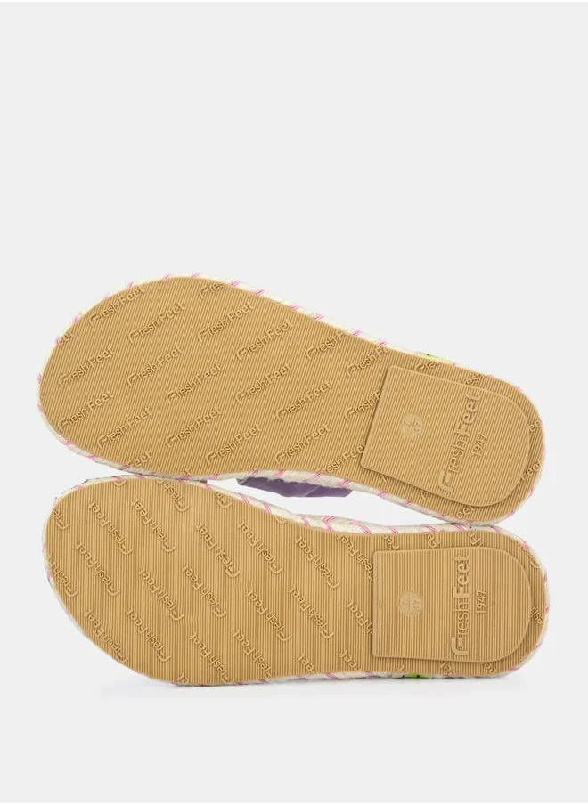 Fresh Feet T-Strap Slingback Flat Sandals by Styli