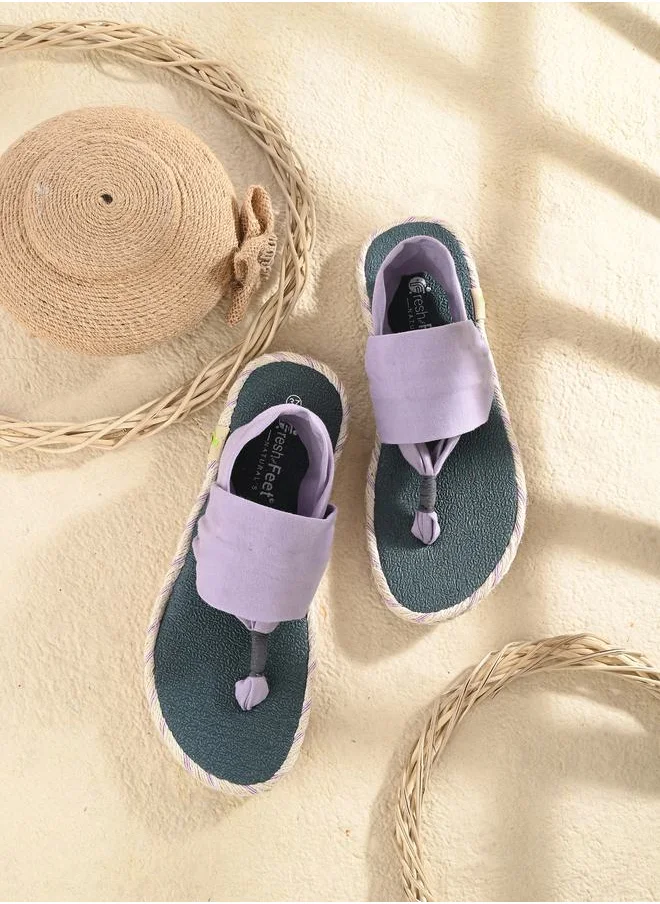 Fresh Feet T-Strap Slingback Flat Sandals by Styli