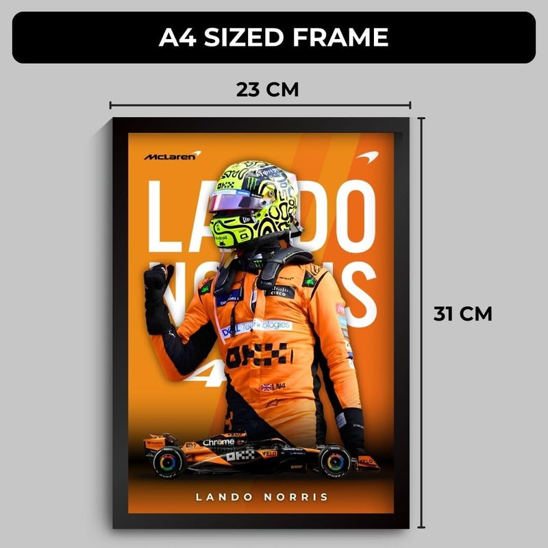 Funk You Store Lando Norris Poster | Framed McLaren F1 Car A4 Sized (31 x 23 cm) | Lando Norris F1 Poster | McLaren Car Posters for Wall, Gift for Boys, Formula 1 Frames | Formula 1 Frame - Image 2