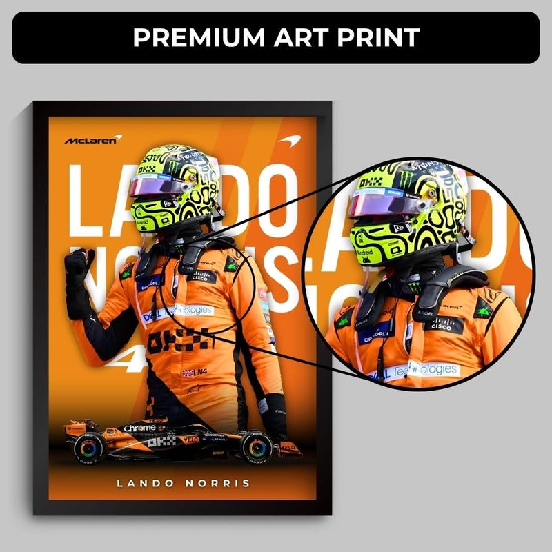 Funk You Store Lando Norris Poster | Framed McLaren F1 Car A4 Sized (31 x 23 cm) | Lando Norris F1 Poster | McLaren Car Posters for Wall, Gift for Boys, Formula 1 Frames | Formula 1 Frame - Image 4