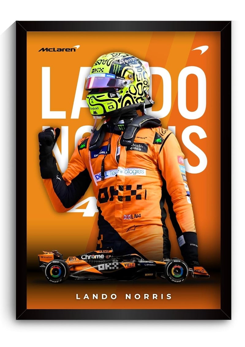 Funk You Store Lando Norris Poster | Framed McLaren F1 Car A4 Sized (31 x 23 cm) | Lando Norris F1 Poster | McLaren Car Posters for Wall, Gift for Boys, Formula 1 Frames | Formula 1 Frame - Image 1