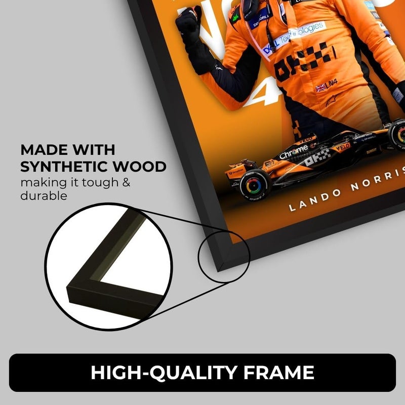 Funk You Store Lando Norris Poster | Framed McLaren F1 Car A4 Sized (31 x 23 cm) | Lando Norris F1 Poster | McLaren Car Posters for Wall, Gift for Boys, Formula 1 Frames | Formula 1 Frame - Image 5