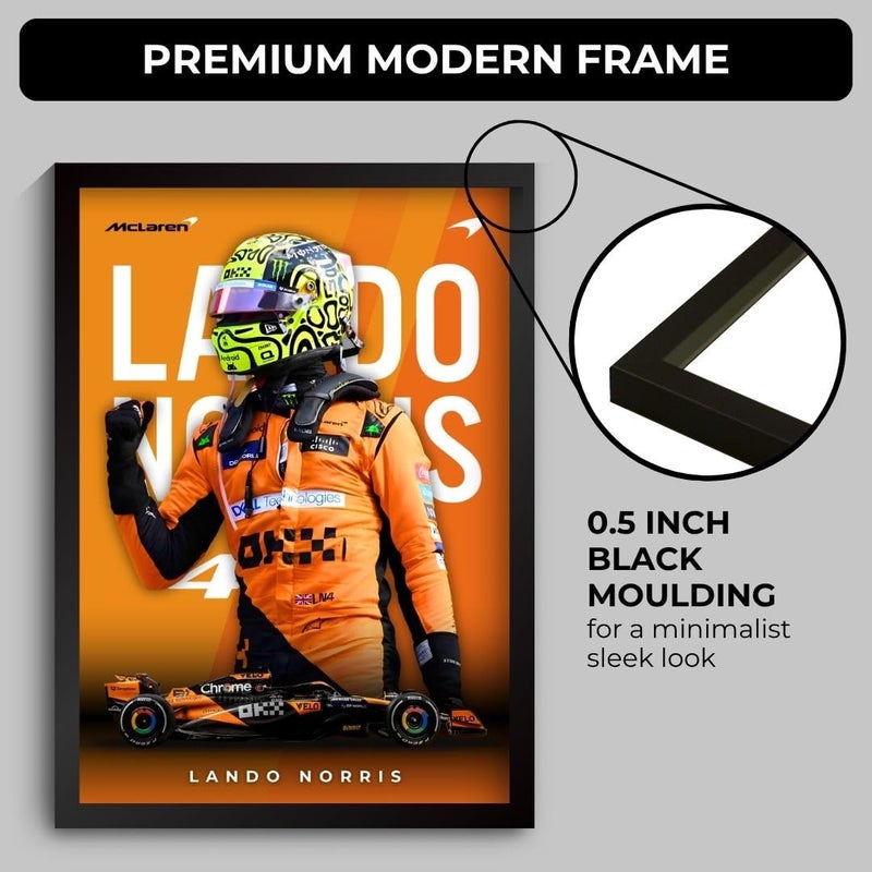 Funk You Store Lando Norris Poster | Framed McLaren F1 Car A4 Sized (31 x 23 cm) | Lando Norris F1 Poster | McLaren Car Posters for Wall, Gift for Boys, Formula 1 Frames | Formula 1 Frame - Image 3