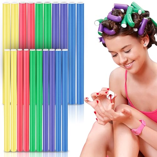 Sanas Heatless Curler For Women (20Pcs) Heatless Curls Hair Curler Without Heat Hair Rollers For Volume Rollers For Hair Styling Hair Curler For Women Flexi Rods For Hair Curling Tools (20Pcs) (Multicolors) - Image 1