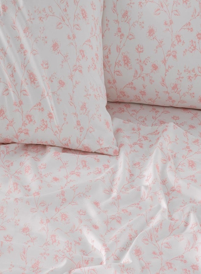 HYPREST Pink Floral Sheets King,18 inches Deep Pocket Sheets, 1800 Thread Count Pattrn Bed Sheets Soft Breathable Cute Aesthetic Shabby Chic Bed Sheets, Oeko-Tex Certificated - Image 5