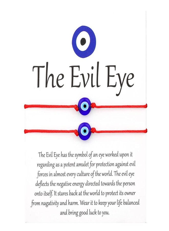 SUMMER LOVE مجموعة أساور العين الشريرة المصنوعة يدويًا من SUMMER LOVE مع بطاقة، أساور خيط أحمر، تميمة الحماية والLuck كابالا للنساء والرجال والعائلة والأصدقاء (2 من الأحمر) - Image 1