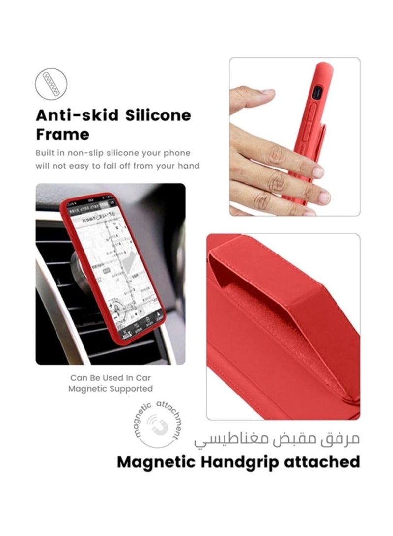 3In1 Magnetic Hand Grip Holder Case Cover With Tempered Glass Screen Protector For Iphone 12pro Red - Image 5