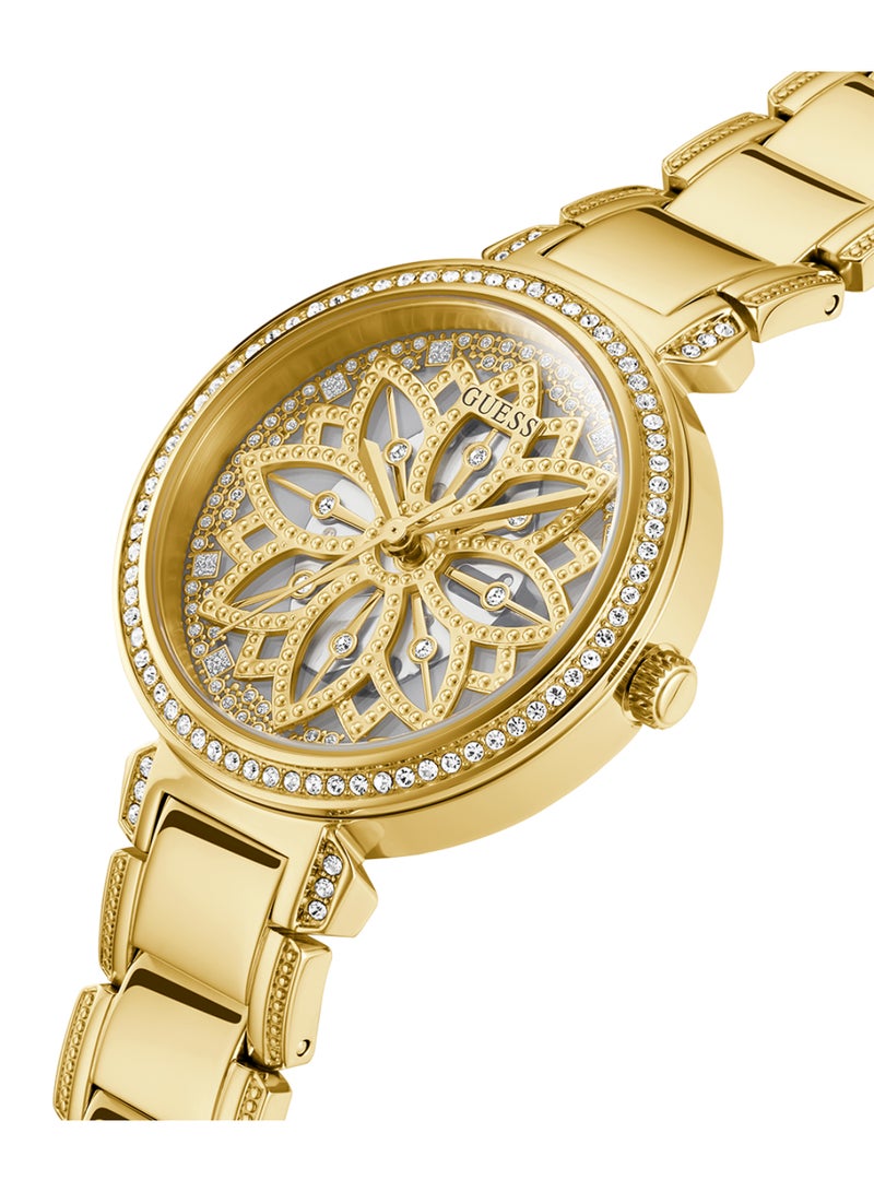 Guess Womens Lily Gold Tone Floral Dial Watch -  GW0528L2 - Image 2