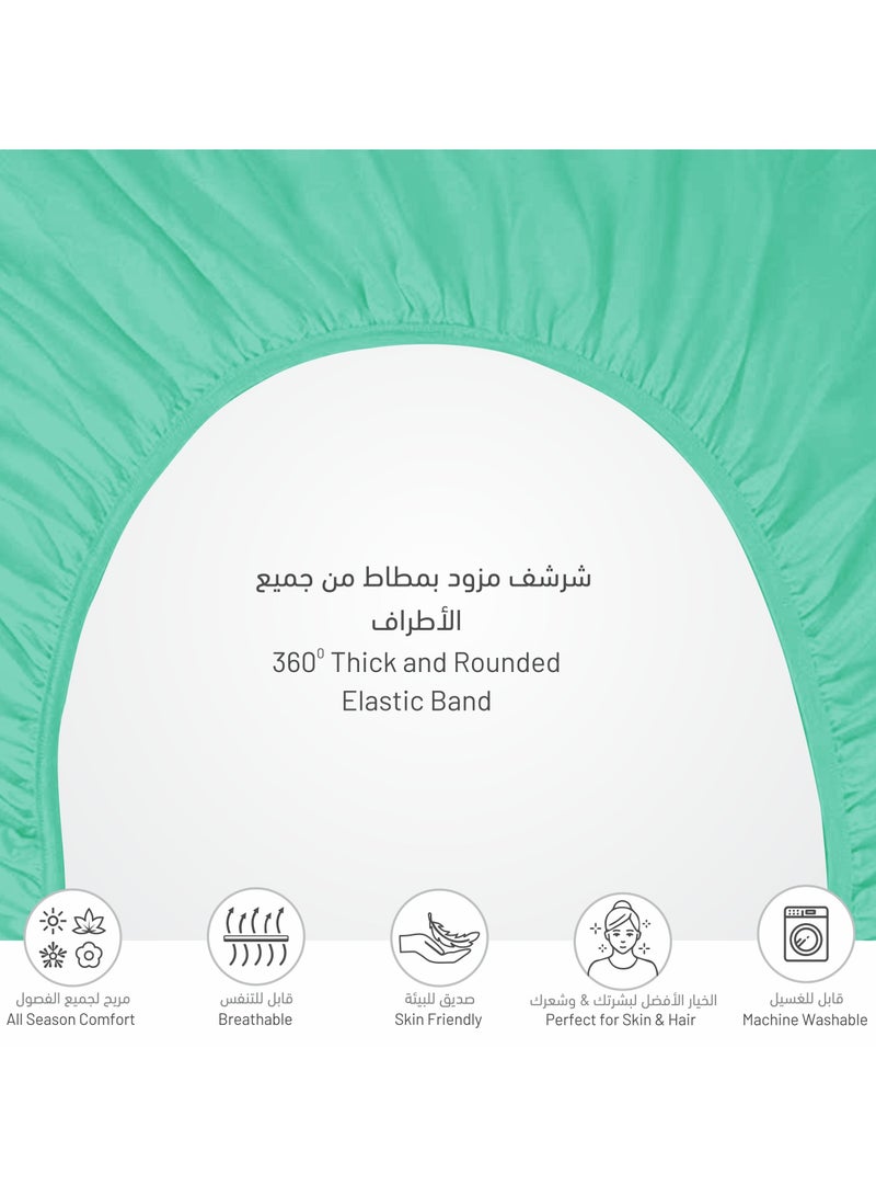 Donetella 1-Piece Solid Fitted Sheet Queen Size Microfiber Mint Green 160x203+30cm - Image 3