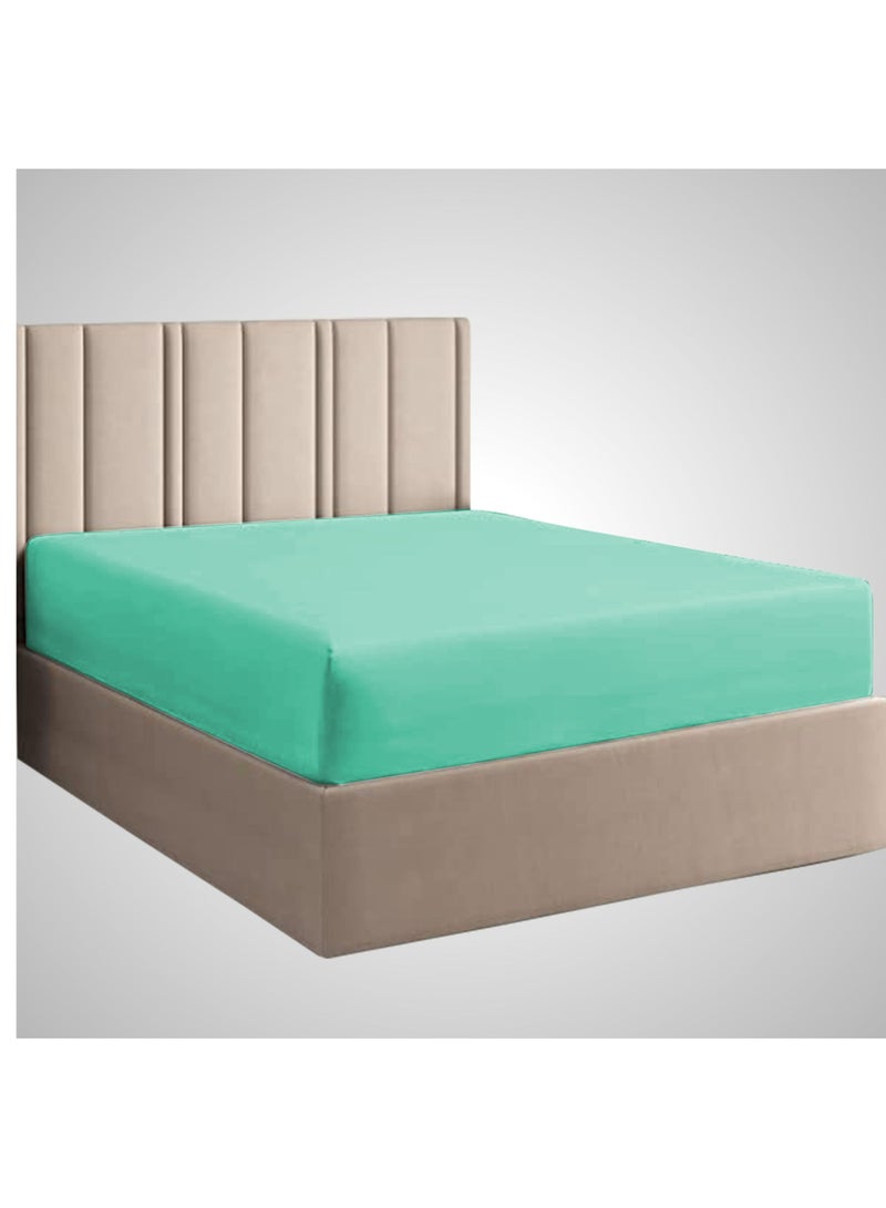 Donetella 1-Piece Solid Fitted Sheet Queen Size Microfiber Mint Green 160x203+30cm - Image 1