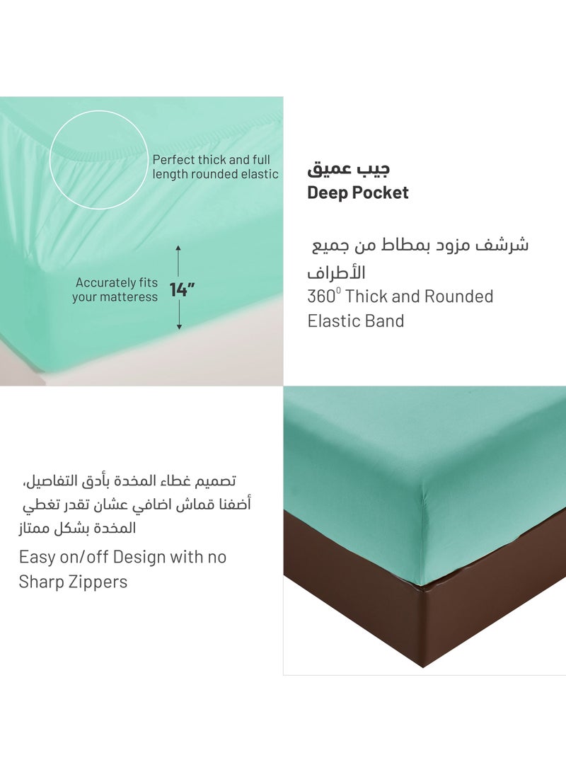 Donetella 1-Piece Solid Fitted Sheet Queen Size Microfiber Mint Green 160x203+30cm - Image 4