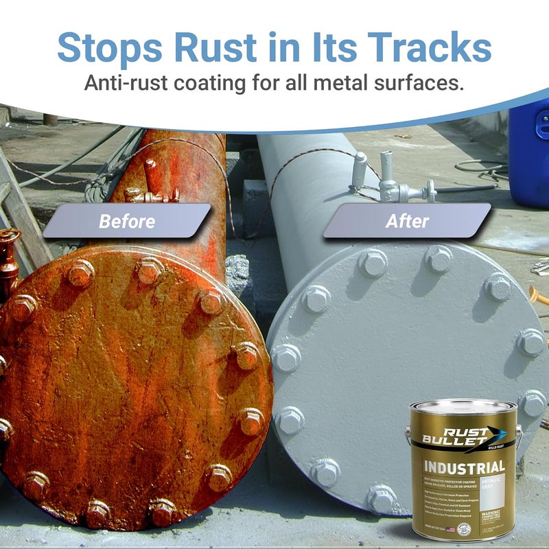 RUST BULLET Industrial - Metallic Gray - 1 Quart - Rust Preventative Coating for Industrial, Marine, Home and Farm Projects, Chip and UV Resistant, Durable Finish - Image 3