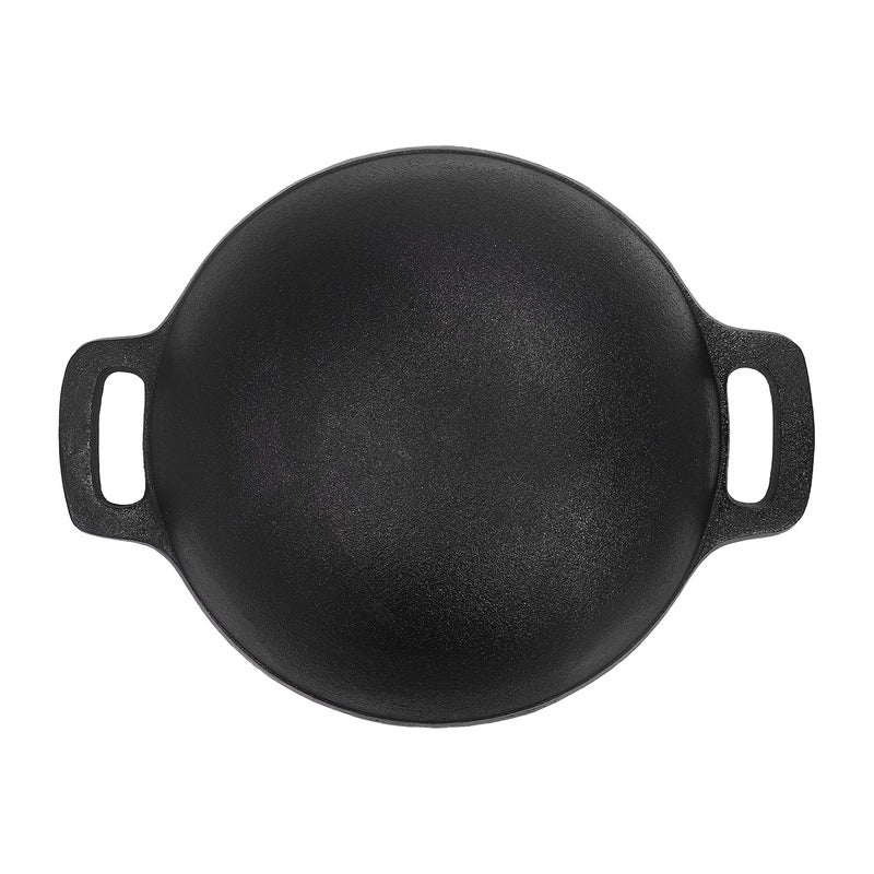 Bharath Agencies Cast Iron Large Kadai Kadhai Heavy Wok for Cooking105 Inch Diameter and Depth as 8 cm - Image 4