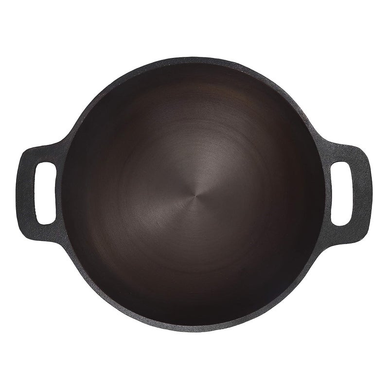 Bharath Agencies Cast Iron Large Kadai Kadhai Heavy Wok for Cooking105 Inch Diameter and Depth as 8 cm - Image 3