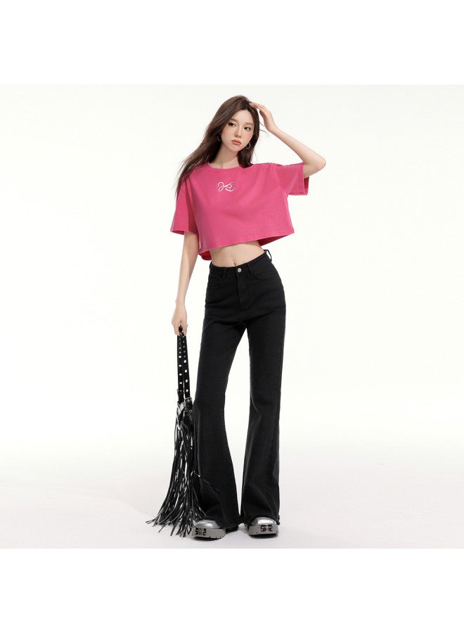 EPTISON Women's Short Sleeve T-shirt - Summer Vintage American Style Printed Cotton Loose Fit Cute Crop Top - Image 4