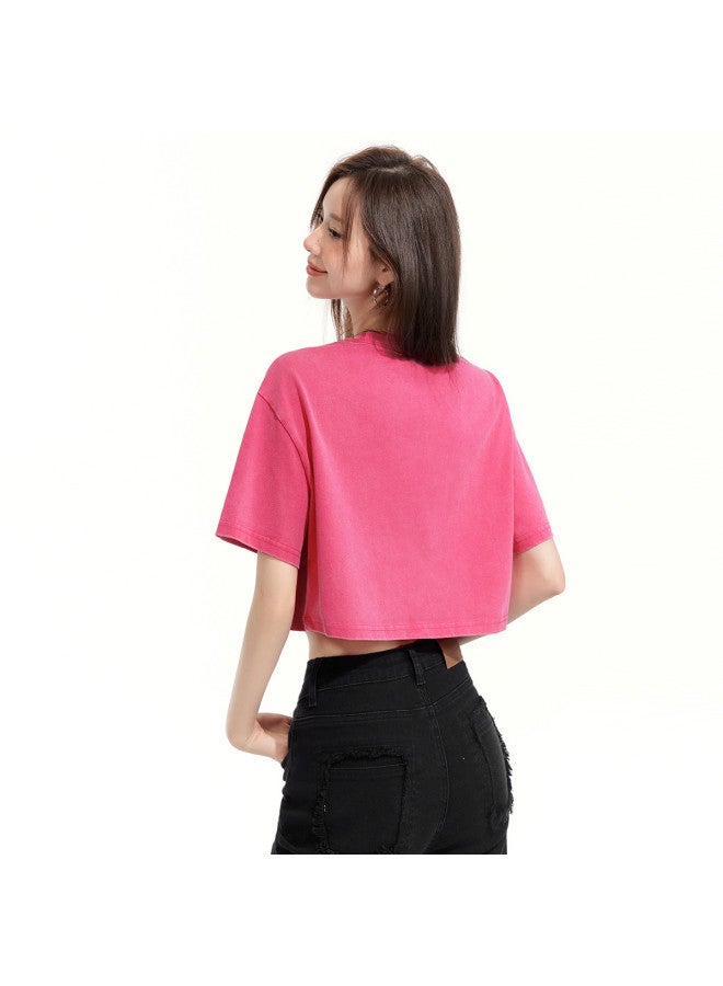 EPTISON Women's Short Sleeve T-shirt - Summer Vintage American Style Printed Cotton Loose Fit Cute Crop Top - Image 5