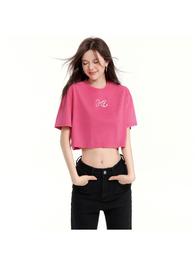 EPTISON Women's Short Sleeve T-shirt - Summer Vintage American Style Printed Cotton Loose Fit Cute Crop Top - Image 3