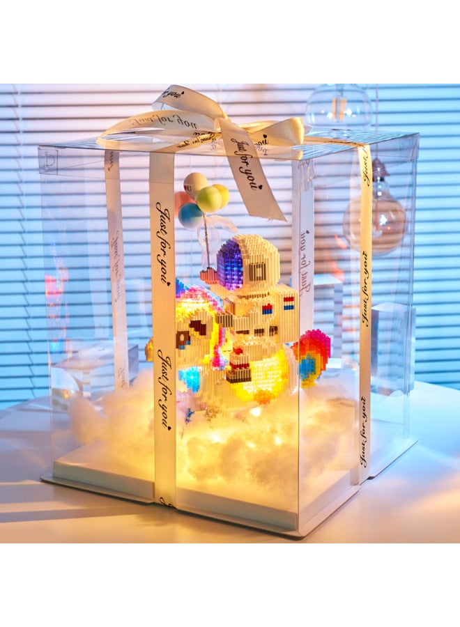 Unicorn Astronaut Tandem Building Blocks Assembled Children's Educational Toys Confession Balloon Ornaments For Men And Women Tanabata Gift - Image 3