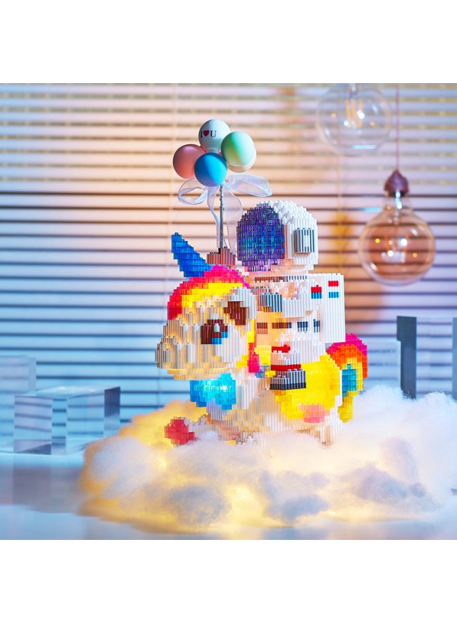 Unicorn Astronaut Tandem Building Blocks Assembled Children's Educational Toys Confession Balloon Ornaments For Men And Women Tanabata Gift - Image 2