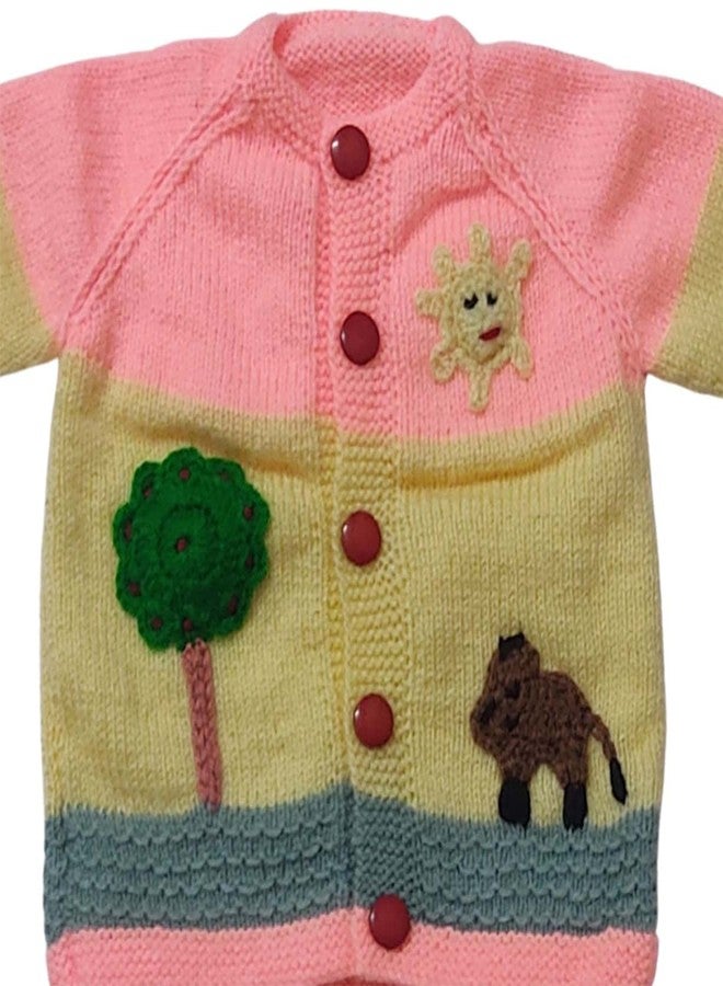 Cute Collection Handmade Woolen Sweater with Cap and Pair of Socks Set for Winter 0-6 Months Baby Boys & Girls and New Born Baby Multicolour - Image 3