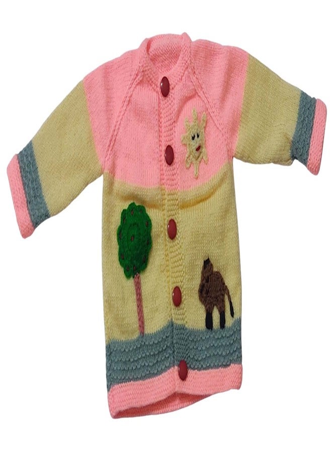 Cute Collection Handmade Woolen Sweater with Cap and Pair of Socks Set for Winter 0-6 Months Baby Boys & Girls and New Born Baby Multicolour - Image 2