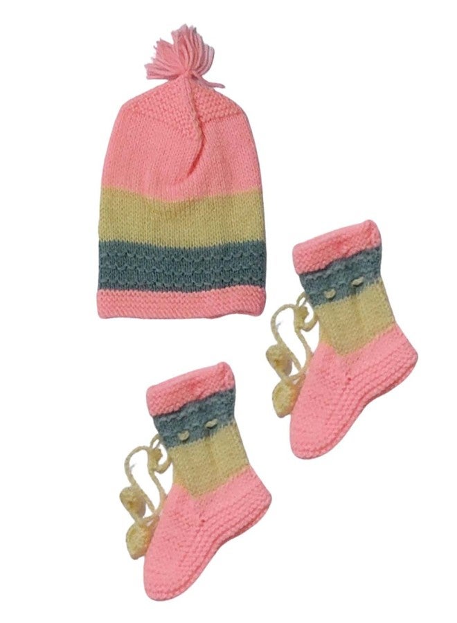 Cute Collection Handmade Woolen Sweater with Cap and Pair of Socks Set for Winter 0-6 Months Baby Boys & Girls and New Born Baby Multicolour - Image 5