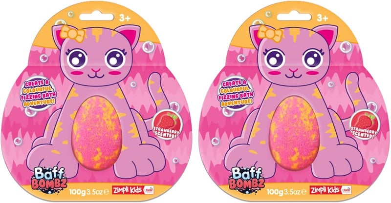 Large Cat Bath Bomb on Gift Card from Zimpli Kids Ideal Party Bag Fillers for Children Pinata Favours Birthday Party Gifts for Boys Girls Montessori Toy Bath Fizzers Animal Bath Bomb Present