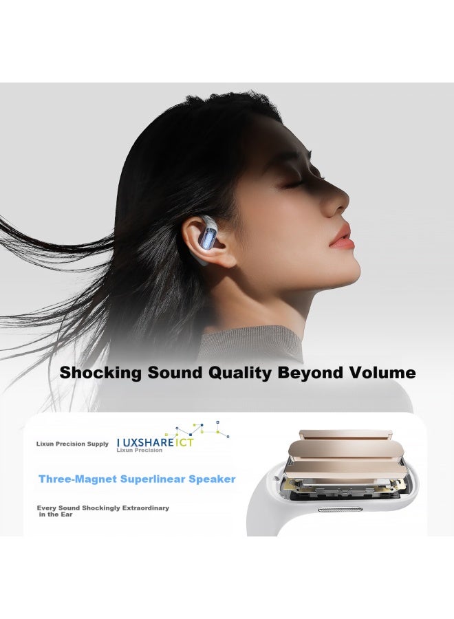 Acefast Speed Night Light Open Bluetooth Earphones Wireless Non-in-ear Sports Gaming Ear-hook New Comfortable Skin-friendly Fitness Sweat-proof Earphones - Hoarfrost Grey - Image 4