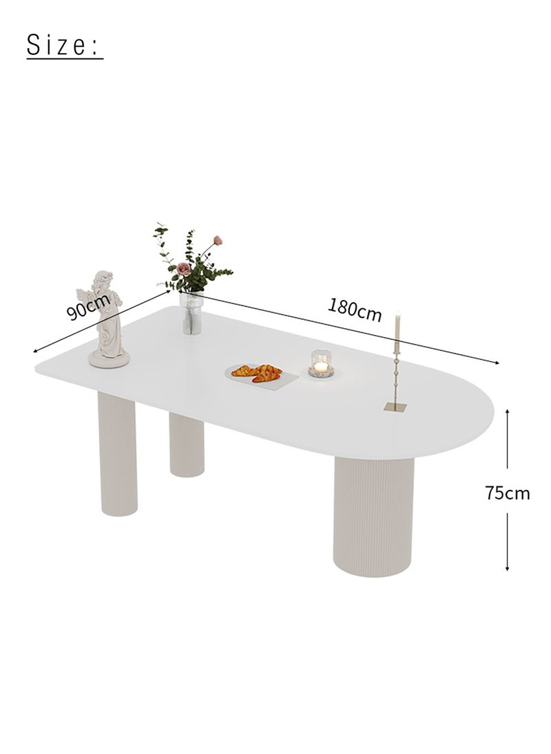 Modern Dining Table Kitchen Bar Table Minimalist Stone Top Dining Table Office Desk for Home Office Retail Three Metal Legs Cream White L180xH75xW90 cm - pzsku/ZF6A2DC6D9A93A8A53F5AZ/45/_/1707160175/e9220bf6-88a6-44b4-9523-3d98ce1bbe91