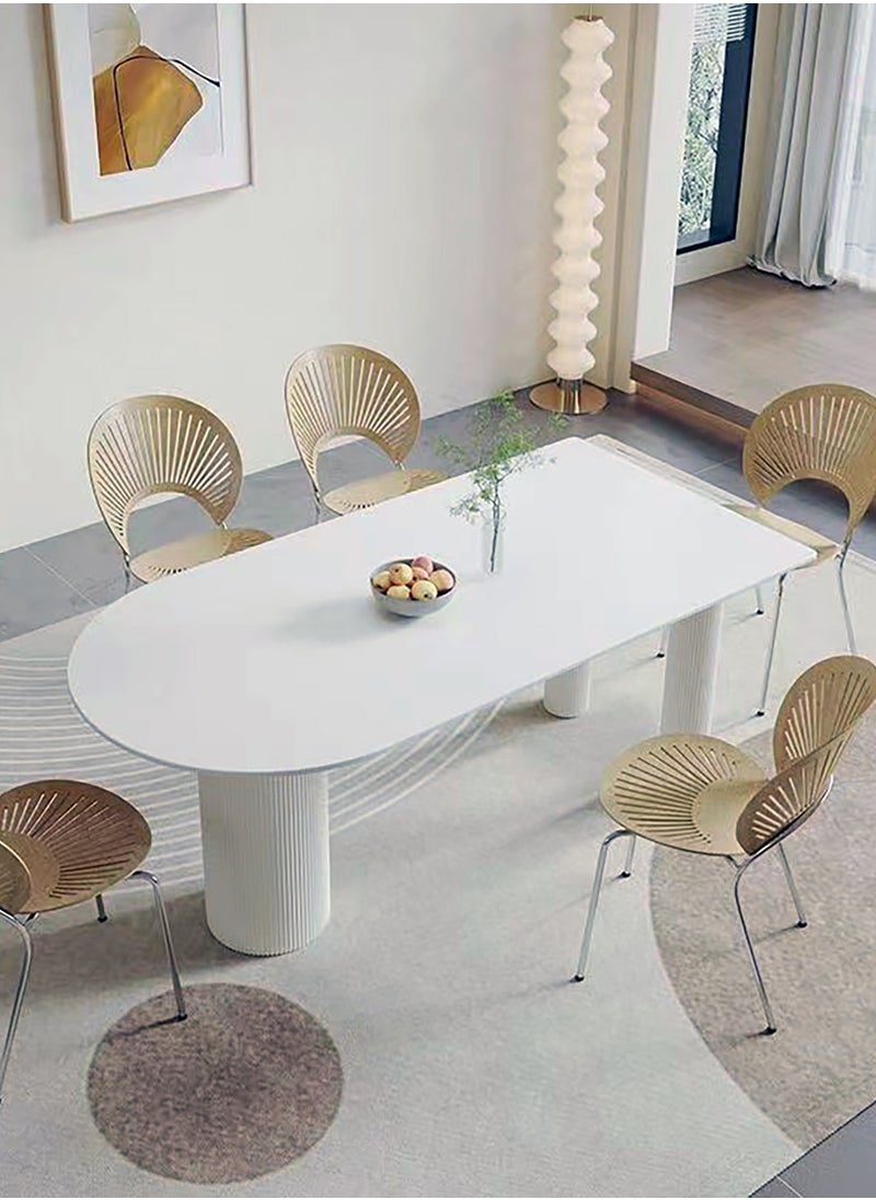 Modern Dining Table Kitchen Bar Table Minimalist Stone Top Dining Table Office Desk for Home Office Retail Three Metal Legs Cream White L180xH75xW90 cm - pzsku/ZF6A2DC6D9A93A8A53F5AZ/45/_/1707160176/5fa6be7a-8ec7-43d5-9410-f2edd5c287cd