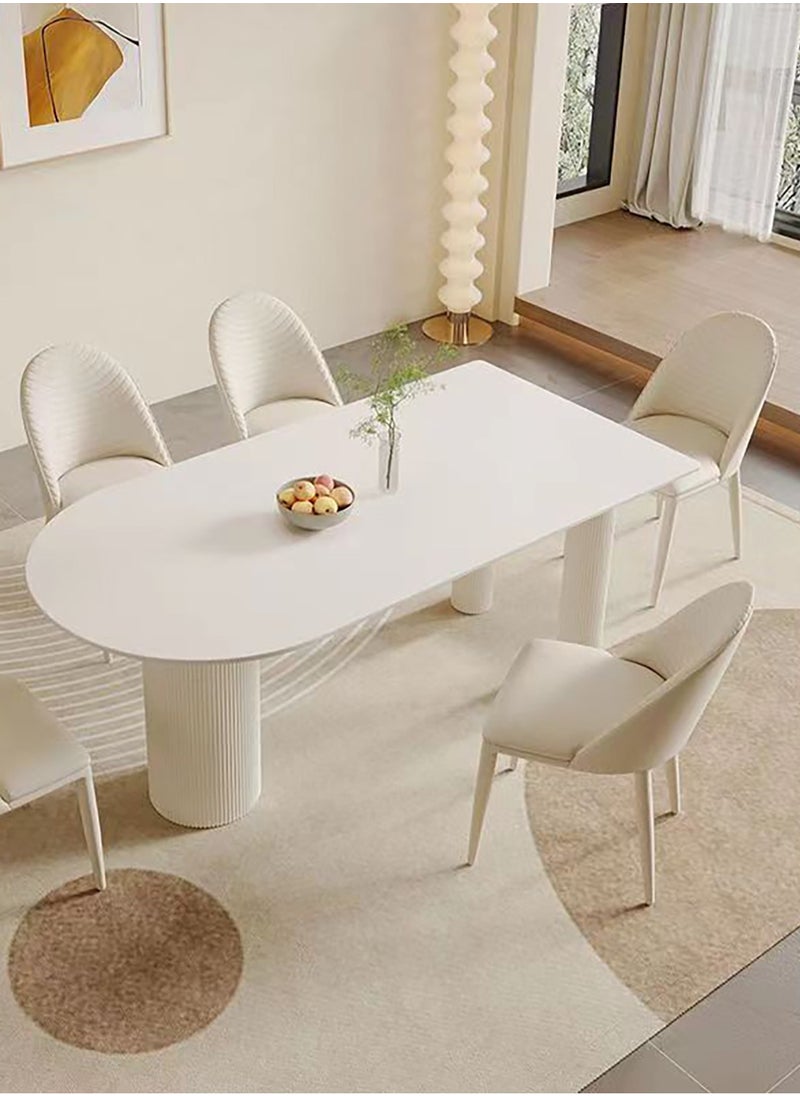 Modern Dining Table Kitchen Bar Table Minimalist Stone Top Dining Table Office Desk for Home Office Retail Three Metal Legs Cream White L180xH75xW90 cm - pzsku/ZF6A2DC6D9A93A8A53F5AZ/45/_/1707160176/8211162d-8d5d-4c73-82ed-fa1a7b3274e9