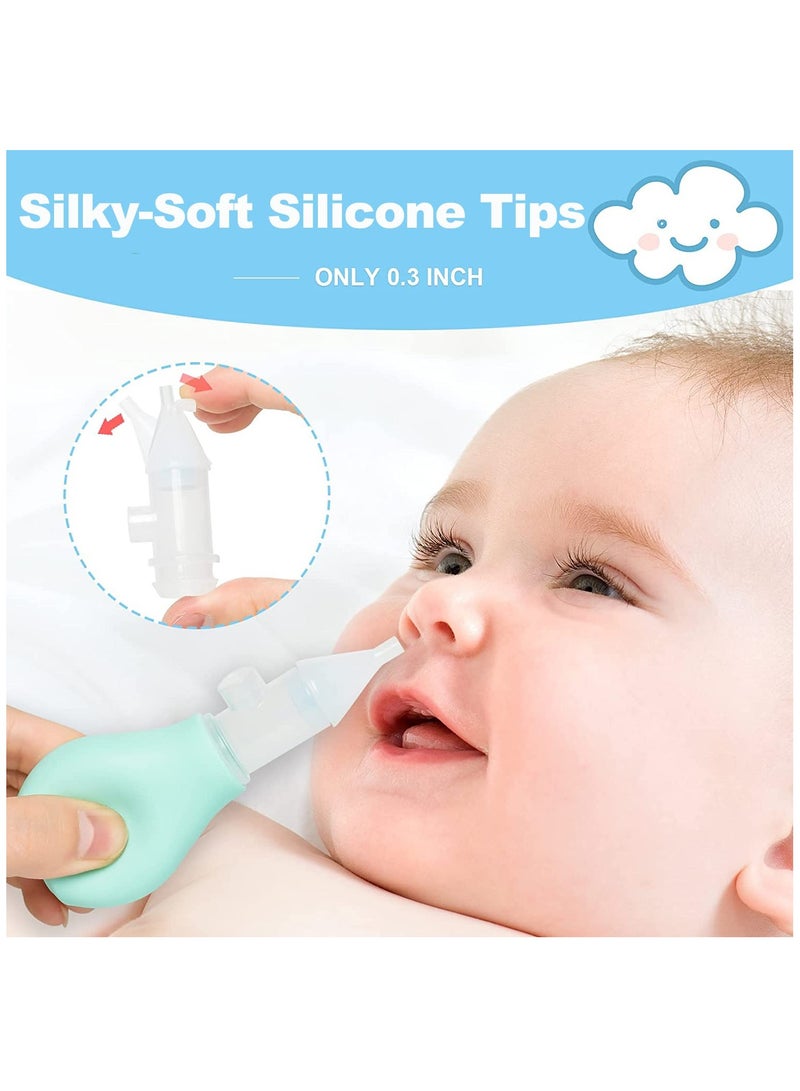 SYOSI Silicone Baby Nasal Aspirator, Premium Anti-backflow Nose Cleaner, Manual Nasal Snot Sucker with Carrying Case, and Nose Cleaning Tweezers for Nose Congestion Relief in Babies and Toddlers(2 Packs)  - Image 3