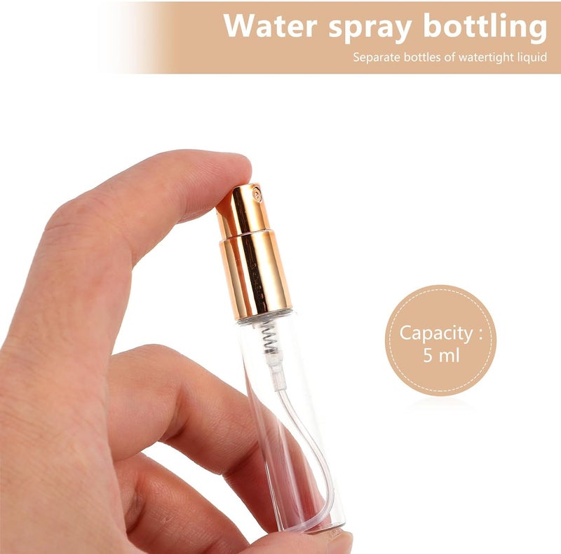 ABOOFAN 10pcs 5ml Glass Spray Bottles Gold Electroplated Sprayer, Portable Perfume Atomizer for Travel and Cosmetic Refilling - Image 3