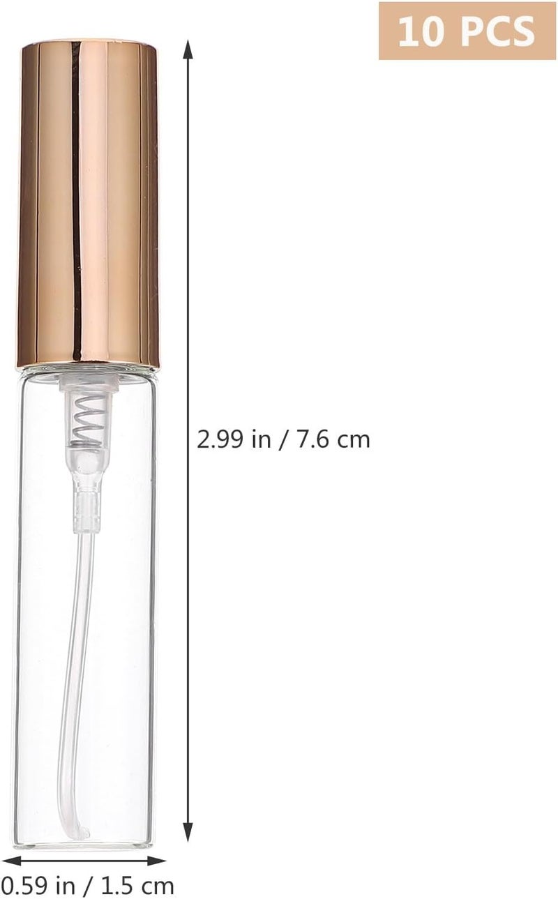 ABOOFAN 10pcs 5ml Glass Spray Bottles Gold Electroplated Sprayer, Portable Perfume Atomizer for Travel and Cosmetic Refilling - Image 2