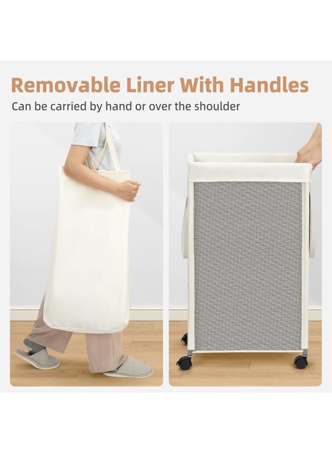 STORAGE MANIAC Laundry Hamper with Wheels, 90L (23.7 Gal) Large Tall Rolling Laundry Basket with Removable and Washable Liner Bag, Aesthetic Dirty Clothes Hamper for College, Dorm, Apartment, Gray - Image 5