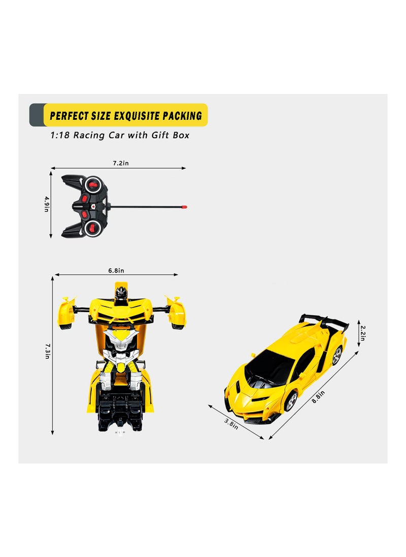 SYOSI - Remote Control Toys for Kids Birthday Hobby Rc Robot Car Toy 1 18 Scale with One Button Deformation Transformer 5 to 12 Years Old Racing Cars Boys Girls Yellow - Image 1