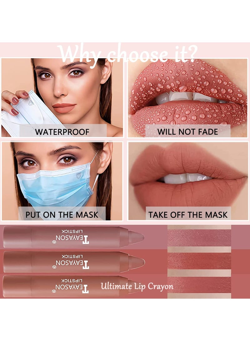TEAYASON 3 Colors Liquid Matte Lipstick Set, Velvet Air Moisture Smooth Crayon Nude Lipstick,Ultimate Nourishing Lipstick 24 Hour Long Lasting Waterproof Lip Gloss Lipstick for Women Makeu (Set E) - Image 3