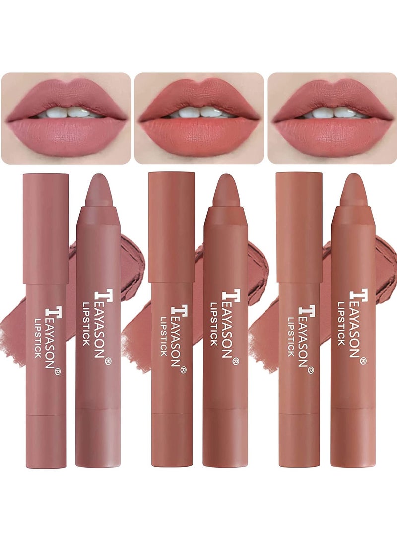 TEAYASON 3 Colors Liquid Matte Lipstick Set, Velvet Air Moisture Smooth Crayon Nude Lipstick,Ultimate Nourishing Lipstick 24 Hour Long Lasting Waterproof Lip Gloss Lipstick for Women Makeu (Set E) - Image 2