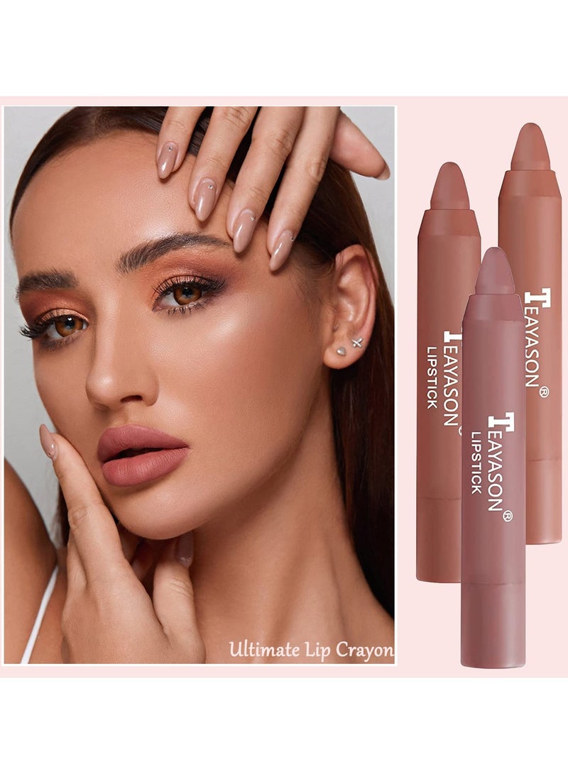 TEAYASON 3 Colors Liquid Matte Lipstick Set, Velvet Air Moisture Smooth Crayon Nude Lipstick,Ultimate Nourishing Lipstick 24 Hour Long Lasting Waterproof Lip Gloss Lipstick for Women Makeu (Set E) - Image 5