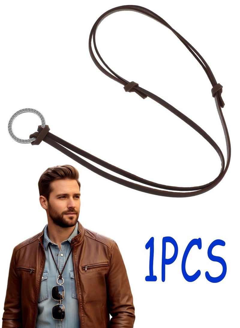 1Pcs Adjustable Leather Glasses Necklace Strap, Sunglasses Eyeglass Holder Lanyard Loop for Men Reading & Sun Glasses - Image 1